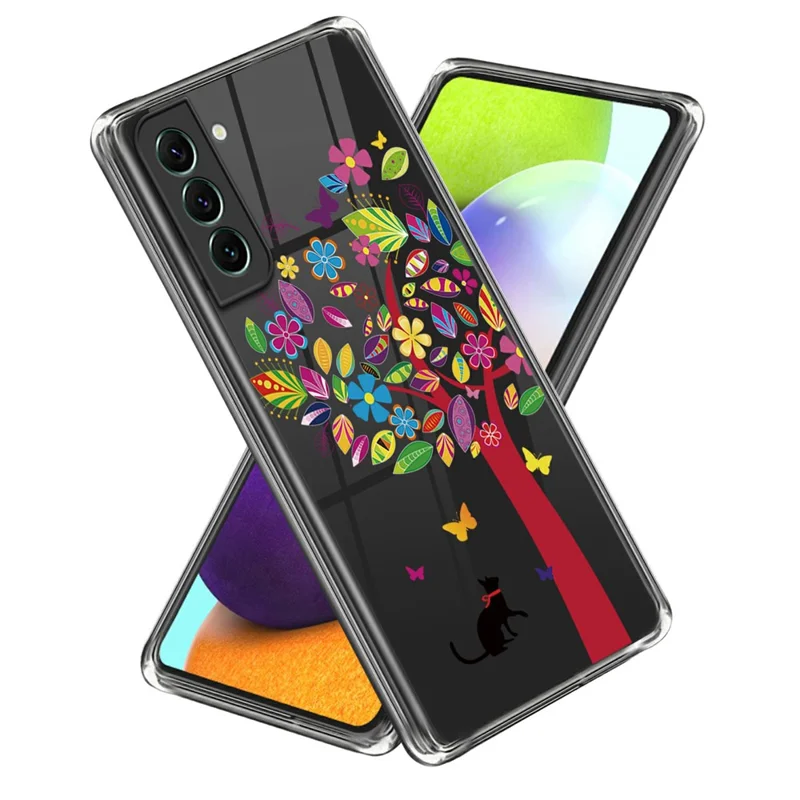 For Samsung Galaxy S24 Phone Case IMD Pattern Design Anti-scratch TPU Cover - Cat and Tree