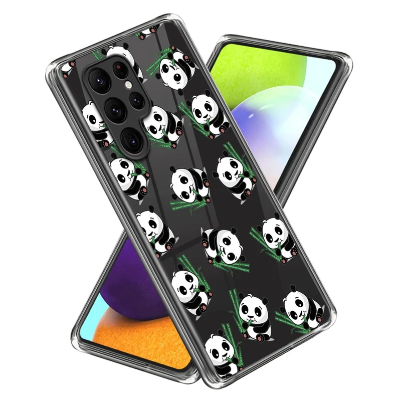 For Samsung Galaxy S24 Ultra Pattern Phone Case Flexible TPU Shockproof Cover - Pandas