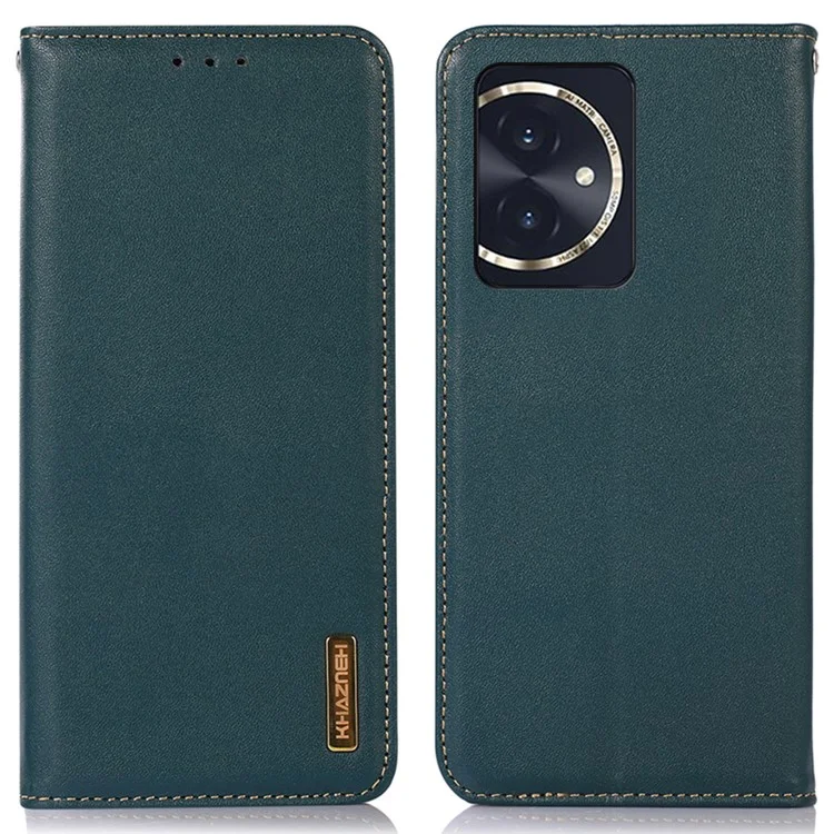 KHAZNEH For Honor 100 5G Funda de teléfono móvil Piel de vaca genuina Textura Nappa RFID Blocking Cover - Verde