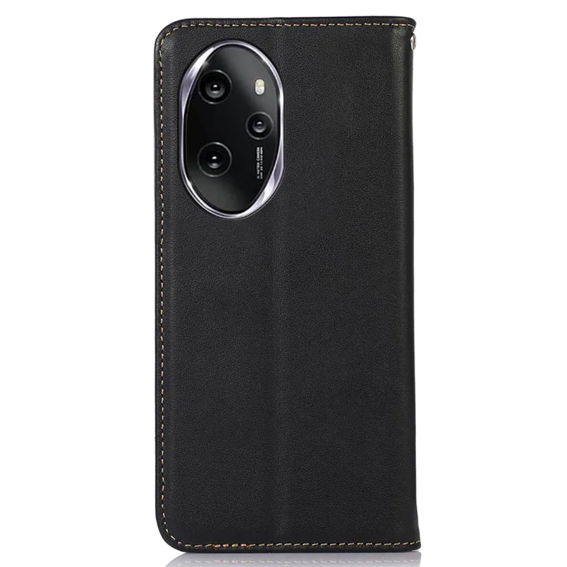KHAZNEH For Honor 100 Pro 5G Capa Genuína de Couro Napa de Vaca com Fecho Magnético - Preto 