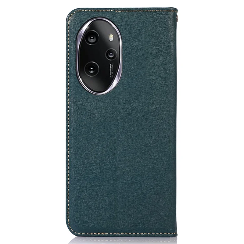 KHAZNEH For Honor 100 Pro 5G Case Genuine Cow Leather Nappa Texture Cover with Magnetic Closure - Green