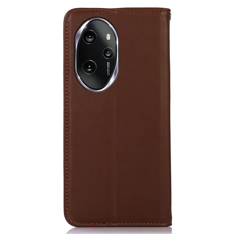 KHAZNEH For Honor 100 Pro 5G Case Genuine Cow Leather Nappa Texture Cover with Magnetic Closure - Brown
