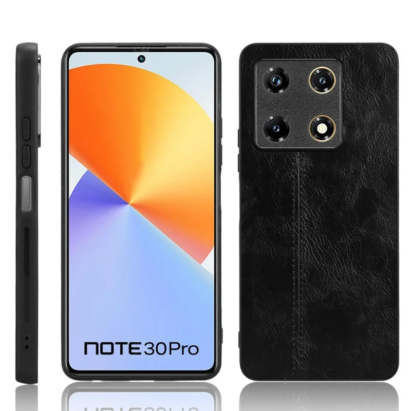 For Infinix Note 30 Pro 4G Phone Case Slim PU Leather Coated Back Cover - Black