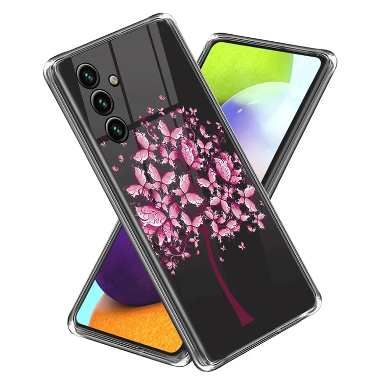 Pour Samsung Galaxy A25 5G (Global) (161,0 x 76,5 x 8,3 mm) Étui en TPU Clear Pattern Printed Phone Cover - Fleurs roses