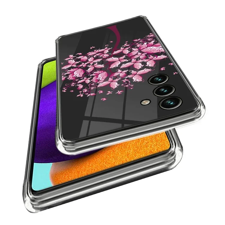 Pour Samsung Galaxy A25 5G (Global) (161,0 x 76,5 x 8,3 mm) Étui en TPU Clear Pattern Printed Phone Cover - Fleurs roses