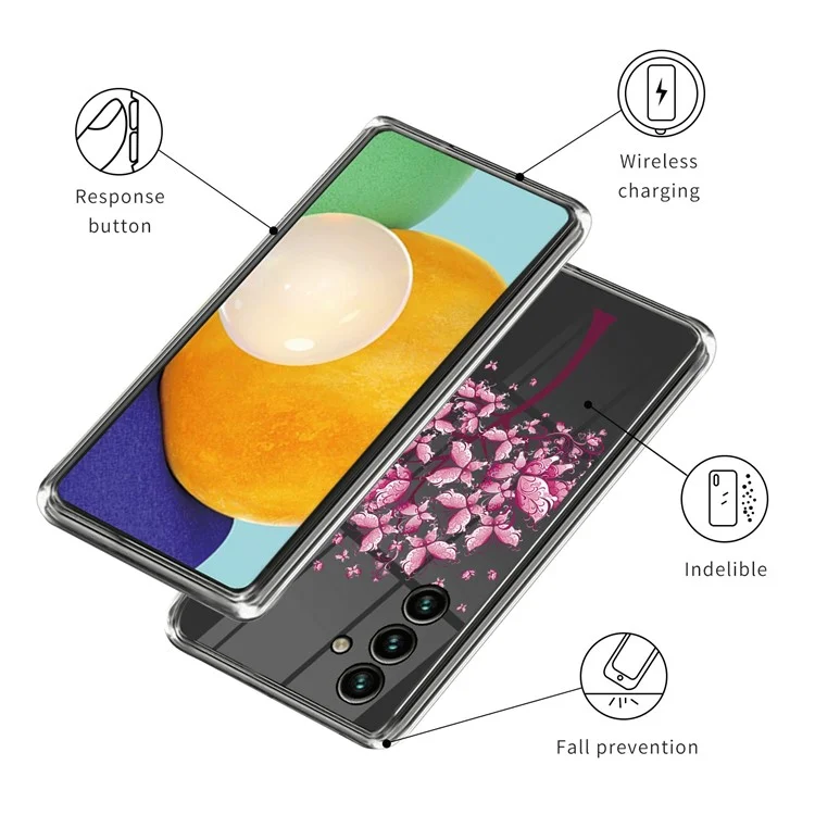 Pour Samsung Galaxy A25 5G (Global) (161,0 x 76,5 x 8,3 mm) Étui en TPU Clear Pattern Printed Phone Cover - Fleurs roses