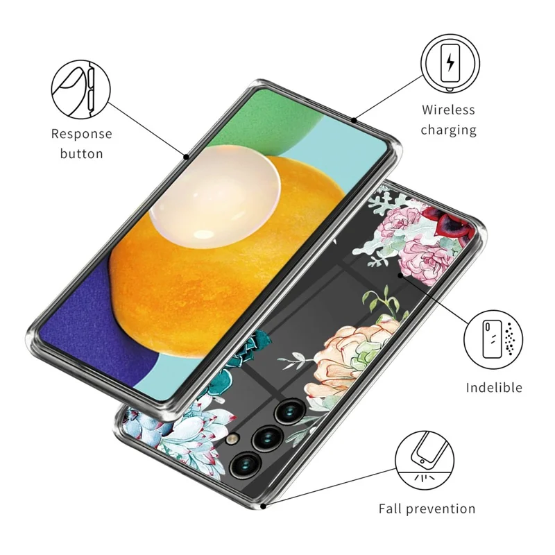 For Samsung Galaxy A25 5G (Global) (161.0 x 76.5 x 8.3mm) TPU Case Clear Pattern Printed Phone Cover - Succulent Plant