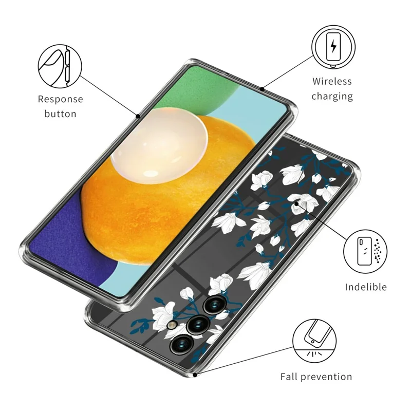 For Samsung Galaxy A25 5G (Global) (161.0 x 76.5 x 8.3mm) TPU Case Clear Pattern Printed Phone Cover - Magnolias