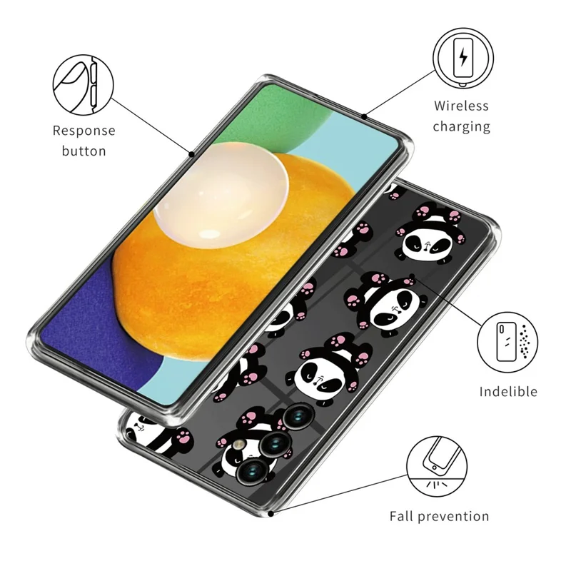 For Samsung Galaxy A15 5G Soft Case IMD Pattern TPU Phone Cover - Pandas