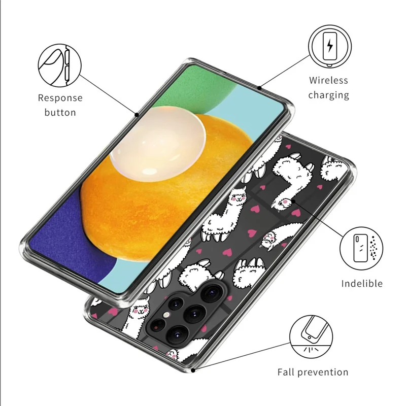 For Samsung Galaxy S24 Ultra Pattern Case Anti-Drop Soft TPU Phone Cover - Alpacas