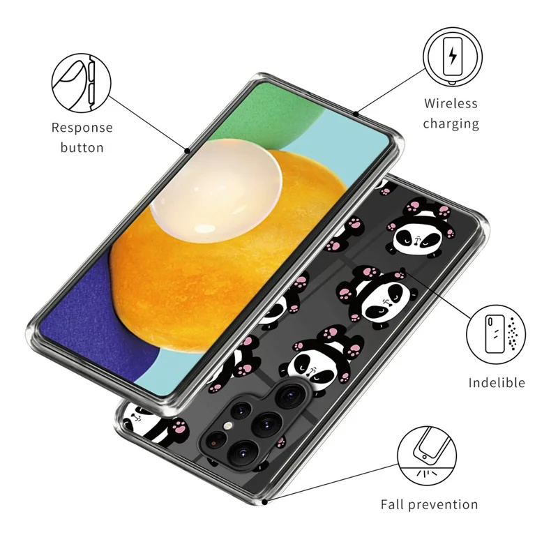 For Samsung Galaxy S24 Ultra Pattern Case Anti-Drop Soft TPU Phone Cover - Pandas