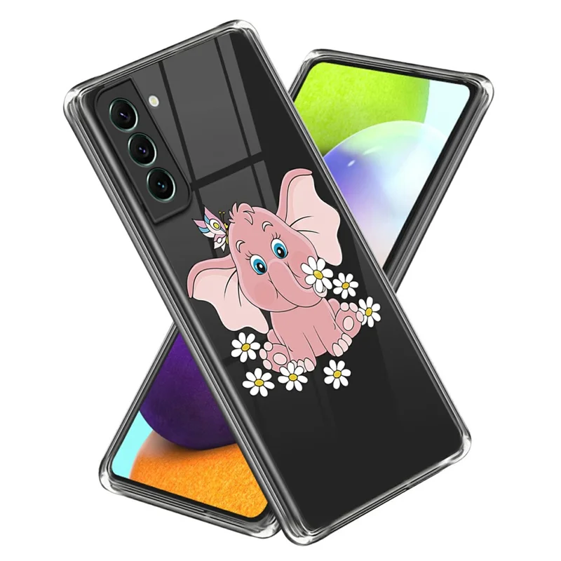 For Samsung Galaxy S24 TPU Phone Case IMD Pattern Slim Fit Protective Cover - Pink Elephant