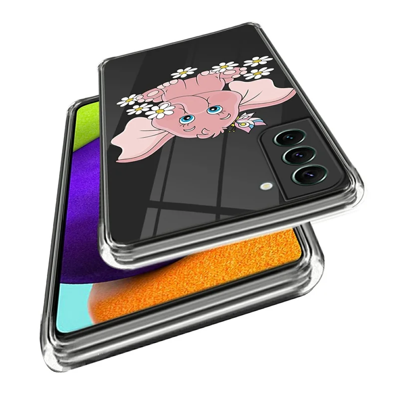 For Samsung Galaxy S24 TPU Phone Case IMD Pattern Slim Fit Protective Cover - Pink Elephant