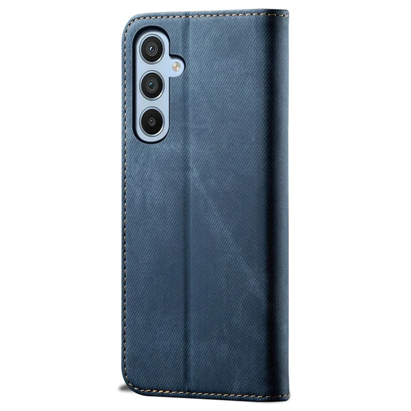 For Samsung Galaxy A35 5G Wallet Case Jeans Cloth Texture PU Leather Cover - Blue