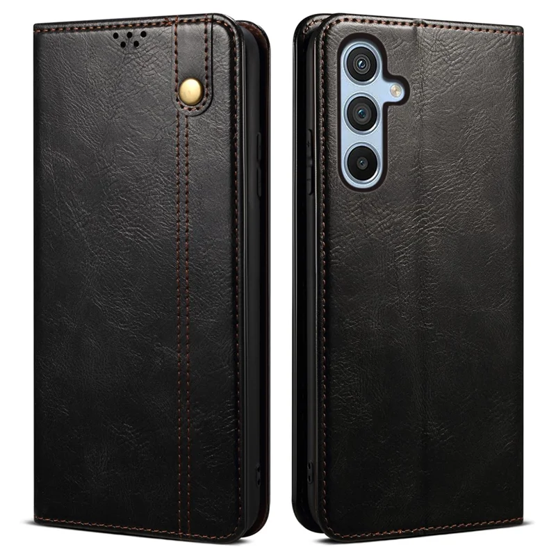 For Samsung Galaxy A35 5G Leather Case Magnetic Auto Closing Wallet Cover - Black