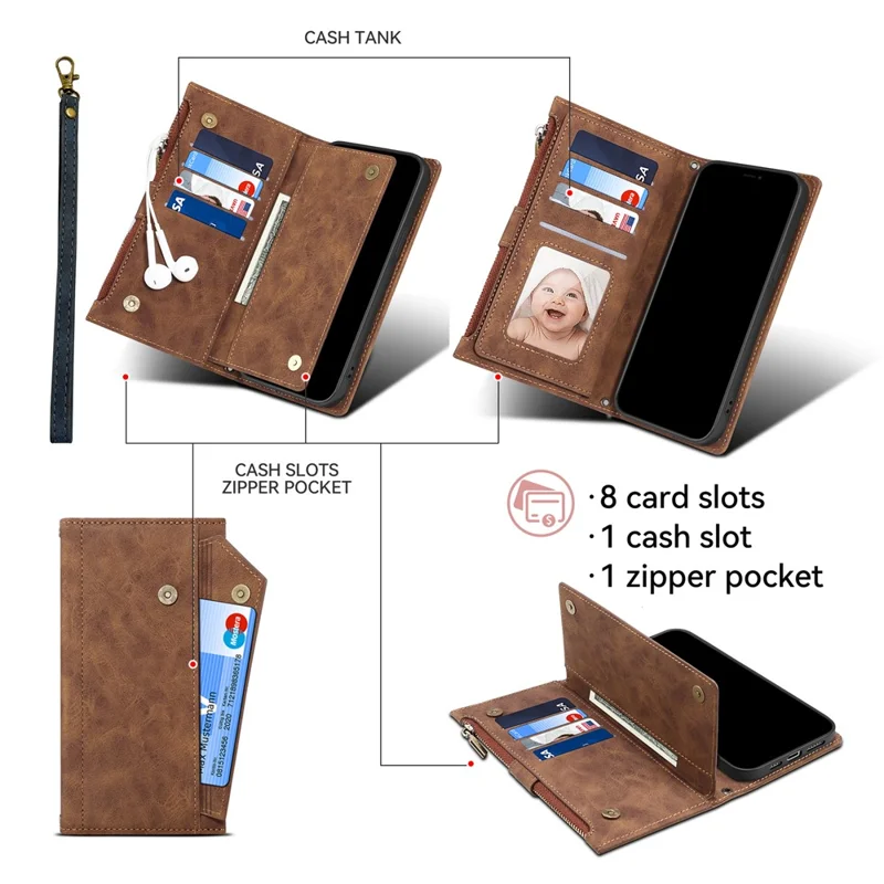 ESEBLE Star Series For Samsung Galaxy A35 5G Case Multifunction Wallet Leather Cover - Brown