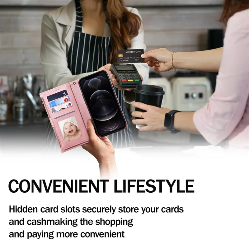 ESEBLE Star Series For Samsung Galaxy A35 5G Case Multifunction Wallet Leather Cover - Rose Gold