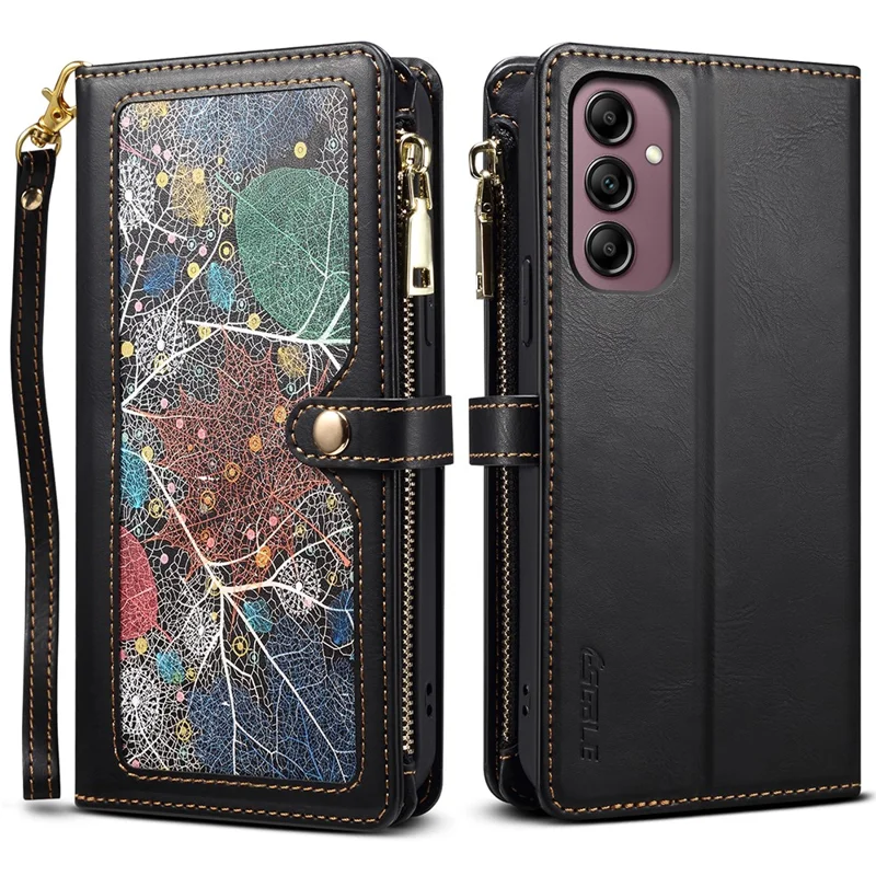 ESEBLE For Samsung Galaxy A35 5G Case RFID Blocking Wallet Phone Stand Cover - Black