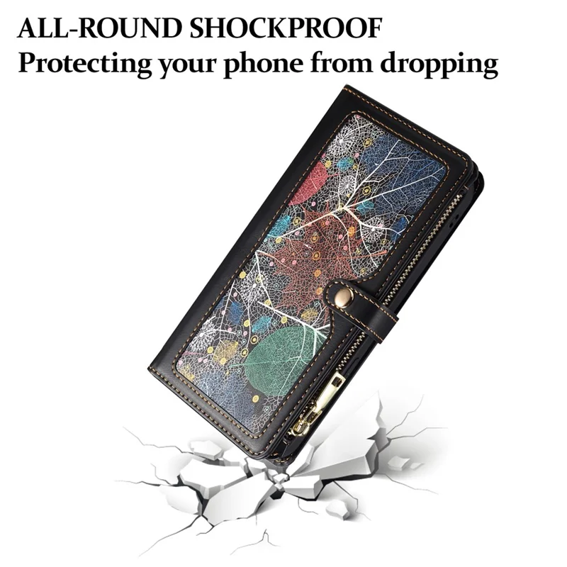 ESEBLE For Samsung Galaxy A35 5G Case RFID Blocking Wallet Phone Stand Cover - Black