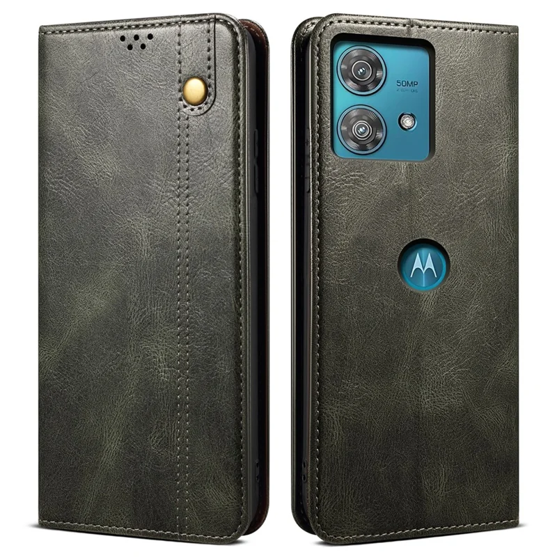 For Motorola Edge 40 Neo 5G Case PU Leather Wallet Folio Flip Phone Cover - Green