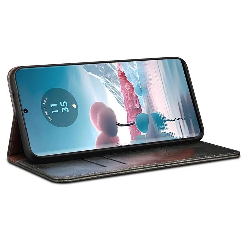 For Motorola Edge 40 Neo 5G Case PU Leather Wallet Folio Flip Phone Cover - Green