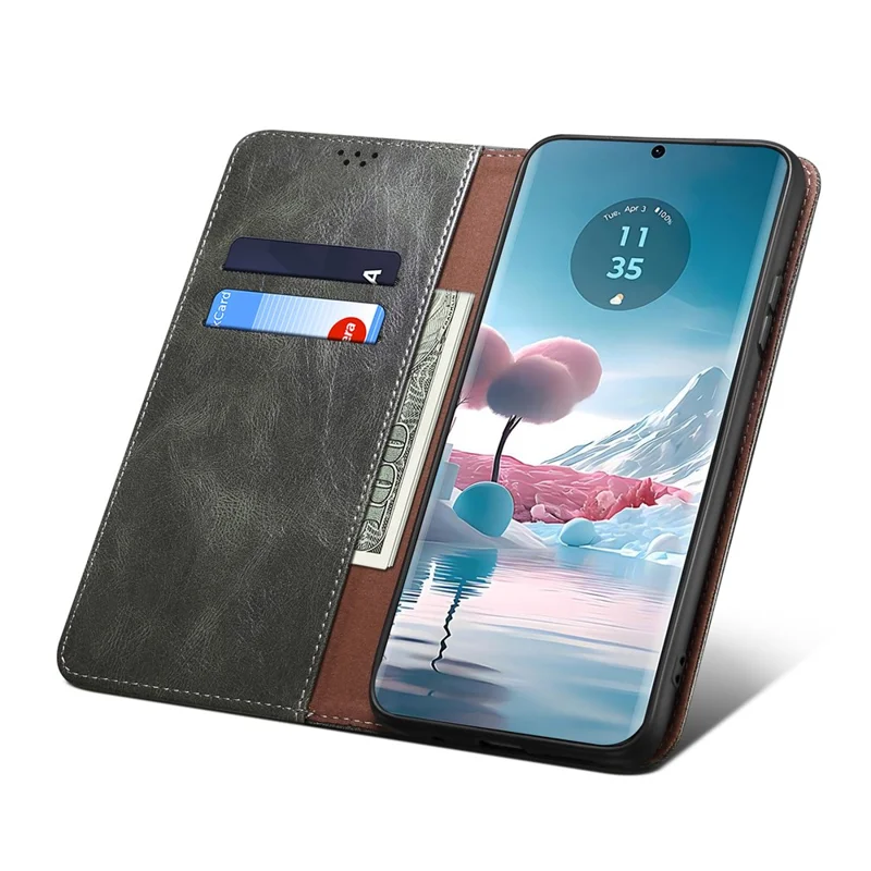 For Motorola Edge 40 Neo 5G Case PU Leather Wallet Folio Flip Phone Cover - Green