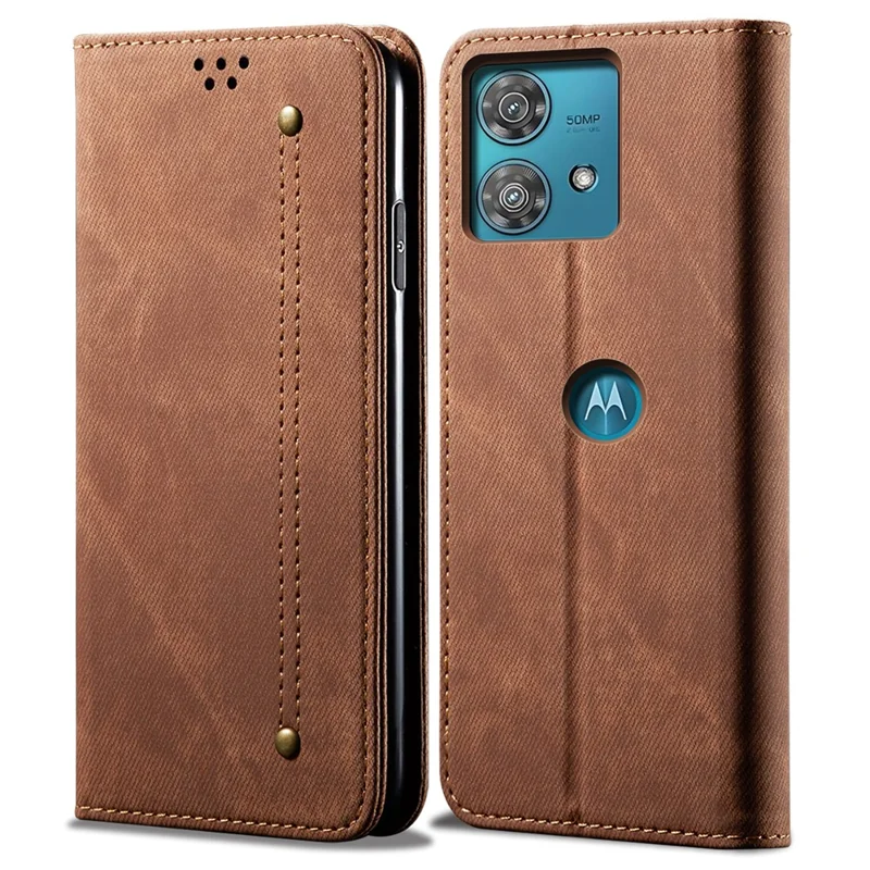 For Motorola Edge 40 Neo 5G Etui, Wallet, PU-læder, Telefonstativdæksel - Kaffe