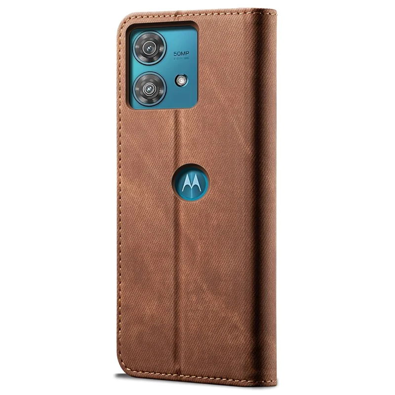 For Motorola Edge 40 Neo 5G Etui, Wallet, PU-læder, Telefonstativdæksel - Kaffe