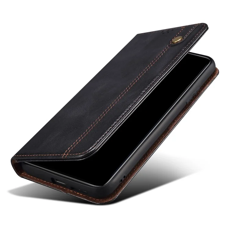 Для чехла Motorola Edge 40 5G - Waxy Crazy Horse Texture Leather Wallet Cover - Black