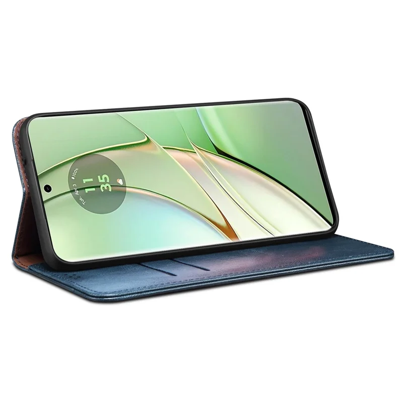 For Motorola Edge 40 5G Case Voksagt Crazy Horse-struktur Læderwallet Cover - Blå