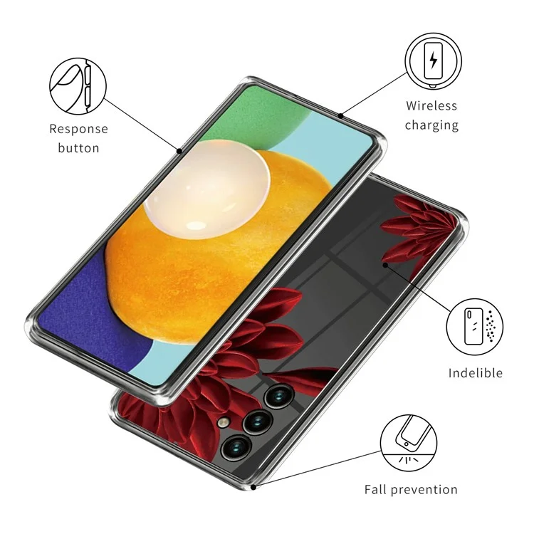 Для чехла TPU для Samsung Galaxy S23 FE с узорчатой печатью, мягкий чехол для телефона-протектора - красный цветок