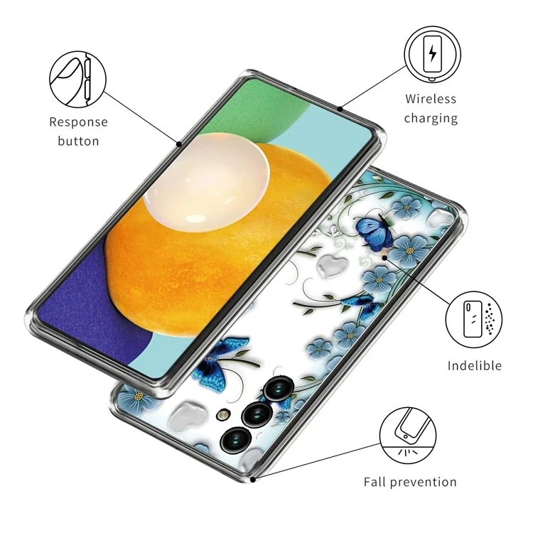 Für Samsung Galaxy A25 5G (Global) (161,0 x 76,5 x 8,3 mm) Cover Pattern Printing TPU Handyhülle - Schmetterling und Blumen