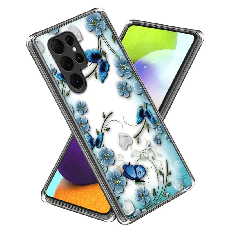 For Samsung Galaxy S24 Ultra Case Anti-scratch TPU Back Cover with Pattern Printing - Butterfly and Flower