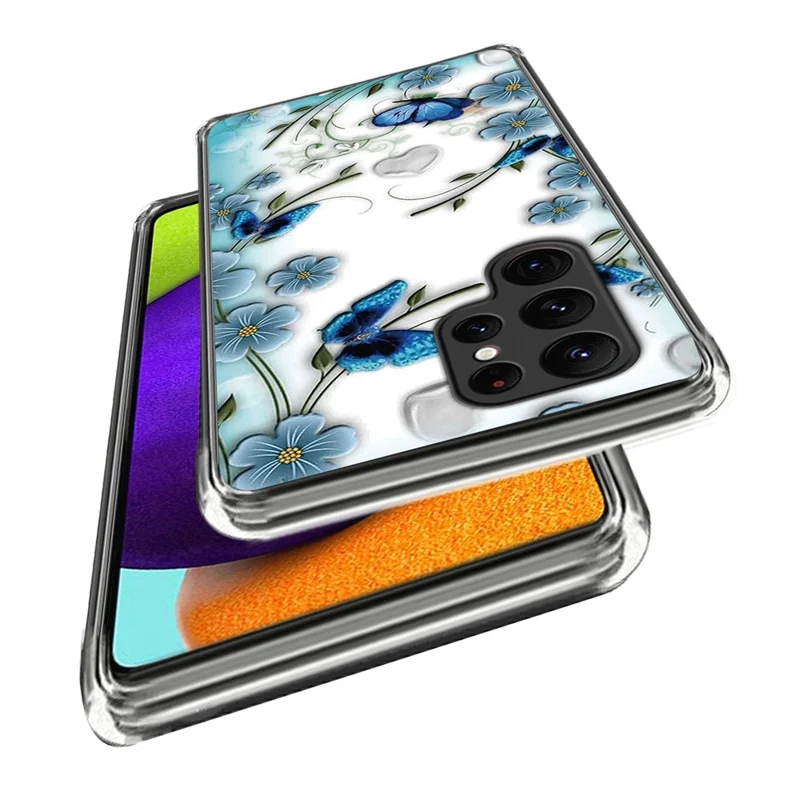 For Samsung Galaxy S24 Ultra Case Anti-scratch TPU Back Cover with Pattern Printing - Butterfly and Flower