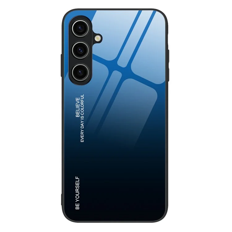 Para Samsung Galaxy A35 5G Funda Degradado de Color Vidrio Templado Cubierta Trasera del Teléfono - Azul / Negro