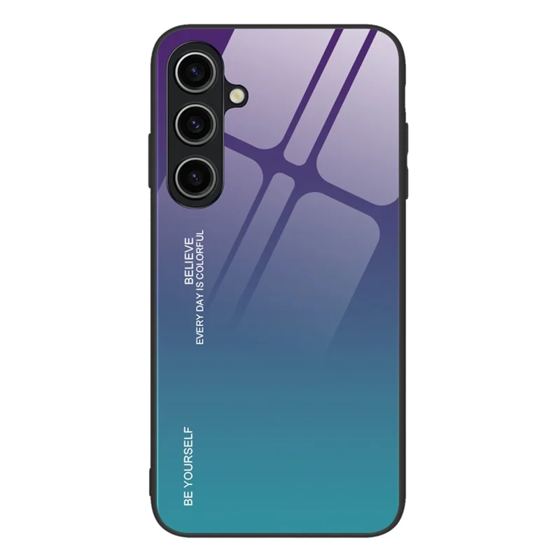 For Samsung Galaxy A15 4G Glass Case Gradient Color Shockproof Tempered Glass Back Cover - Purple  /  Blue