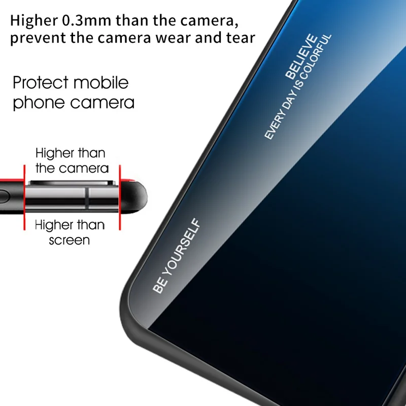 For Samsung Galaxy A15 4G Glass Case Gradient Color Shockproof Tempered Glass Back Cover - Purple  /  Blue