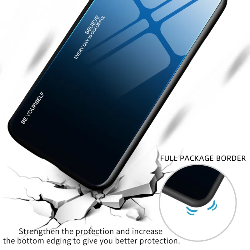 For Samsung Galaxy A15 4G Glass Case Gradient Color Shockproof Tempered Glass Back Cover - Purple  /  Blue