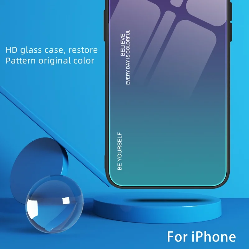 For Samsung Galaxy A15 4G Glass Case Gradient Color Shockproof Tempered Glass Back Cover - Purple  /  Blue