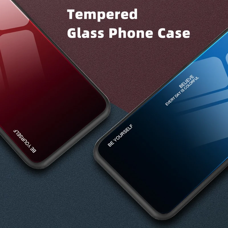 For Samsung Galaxy A15 4G Glass Case Gradient Color Shockproof Tempered Glass Back Cover - Purple  /  Blue