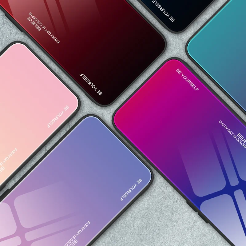 For Samsung Galaxy A15 4G Glass Case Gradient Color Shockproof Tempered Glass Back Cover - Purple  /  Blue