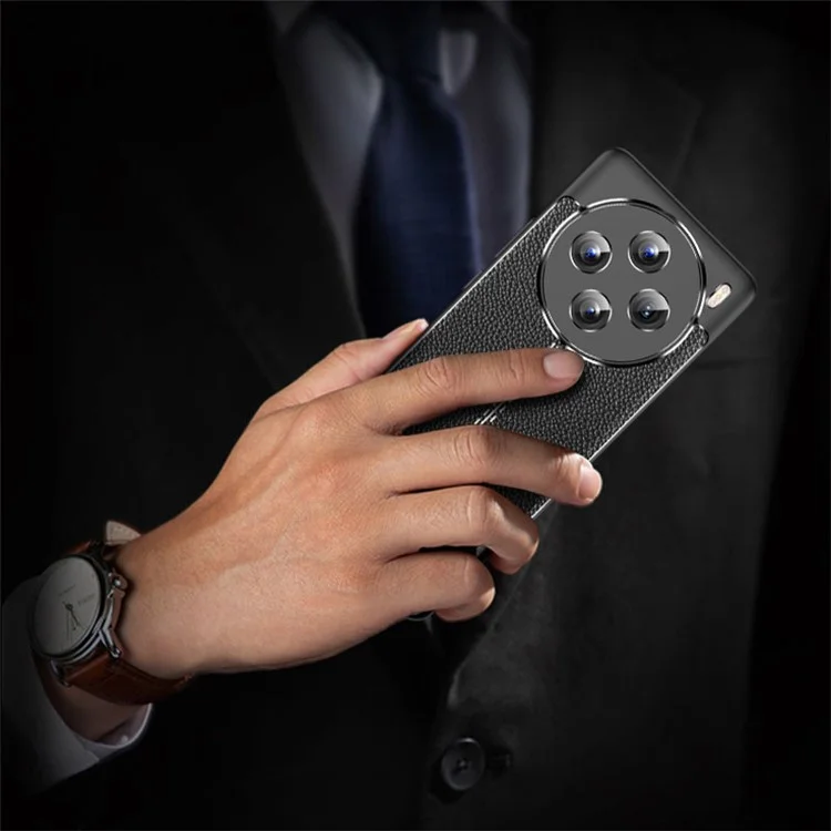 Para vivo X100 5G Case Shockproof Litchi Texture TPU Mobile Phone Shell Cover - Preto