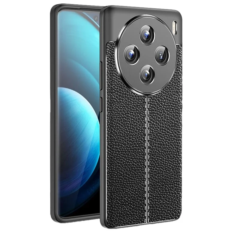 Para vivo X100 5G Case Shockproof Litchi Texture TPU Mobile Phone Shell Cover - Preto