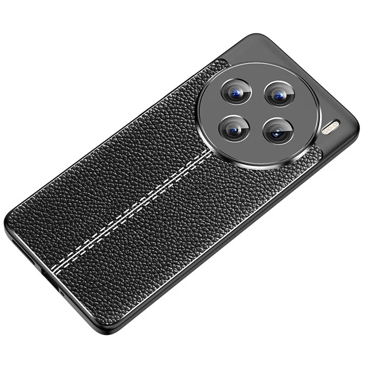 Para vivo X100 5G Case Shockproof Litchi Texture TPU Mobile Phone Shell Cover - Preto