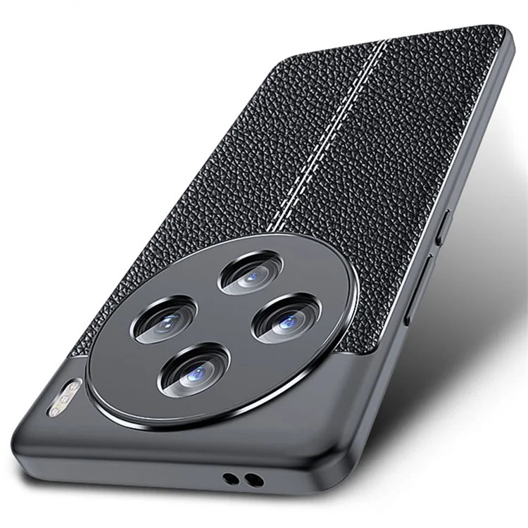 Para vivo X100 5G Case Shockproof Litchi Texture TPU Mobile Phone Shell Cover - Preto