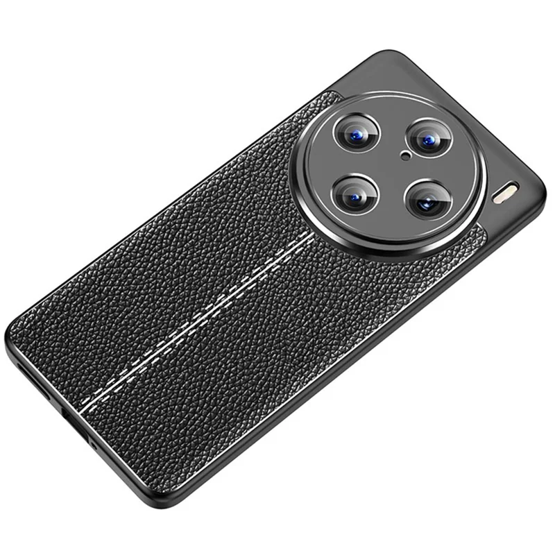 Para vivo X100 Pro 5G Capa de Telefone Caso TPU Absorção de Choque Textura Litchi Capa - Preto