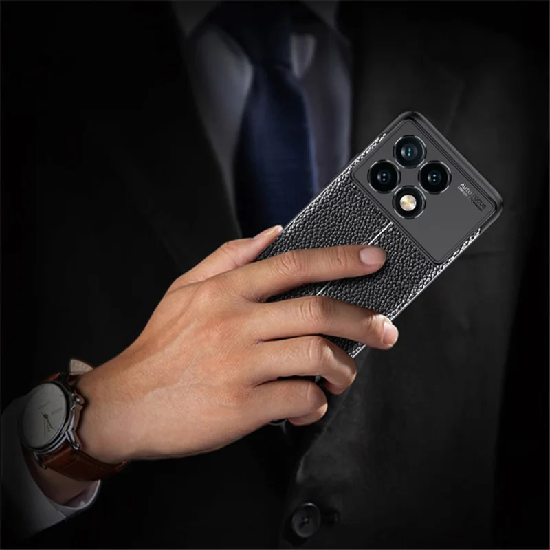 Для Xiaomi Redmi K70E 5G / Poco X6 Pro 5G, чехол из ТПУ, противоударный, с рельефной текстурой, черного цвета