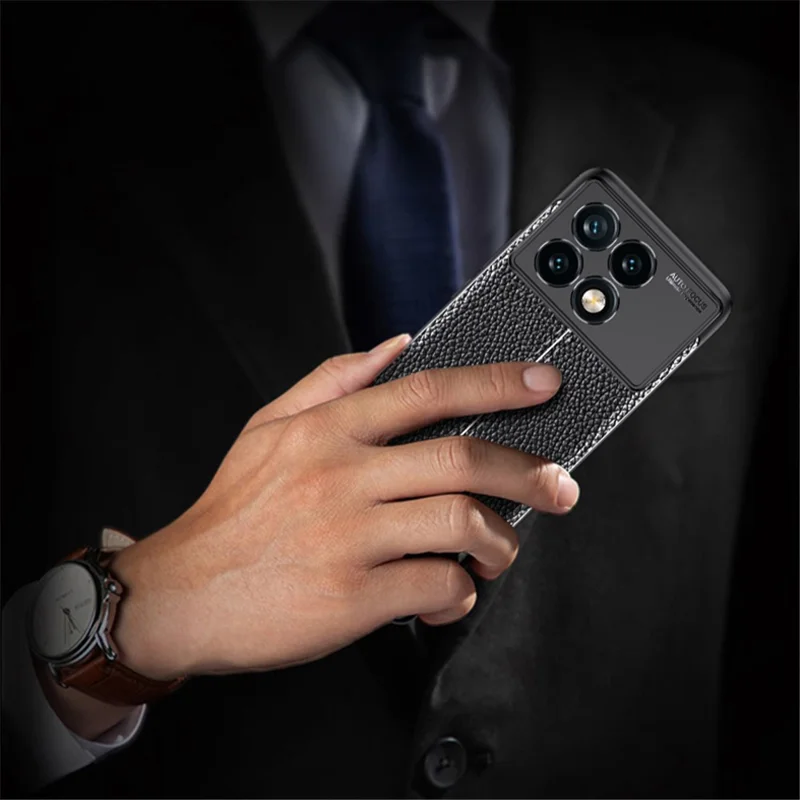 Para Xiaomi Poco F6 Pro 5G / Redmi K70 5G / K70 Pro 5G Capa Textura de Litchi TPU Proteção de Telefone - Azul