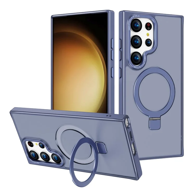 Para Samsung Galaxy S24 Ultra Kickstand Case Compatible con MagSafe Funda Resistente a los Golpes TPU+PC - Azul