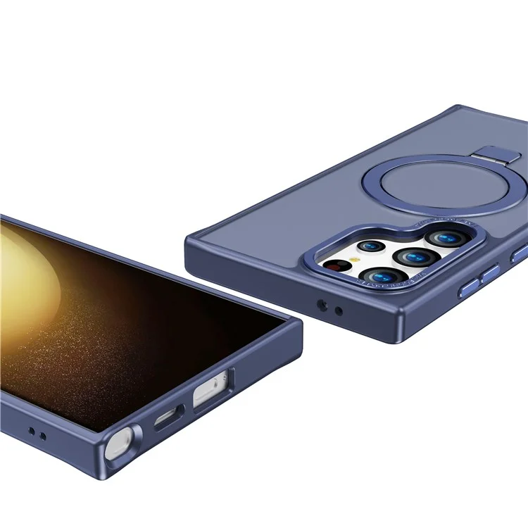 Para Samsung Galaxy S24 Ultra Kickstand Case Compatible con MagSafe Funda Resistente a los Golpes TPU+PC - Azul